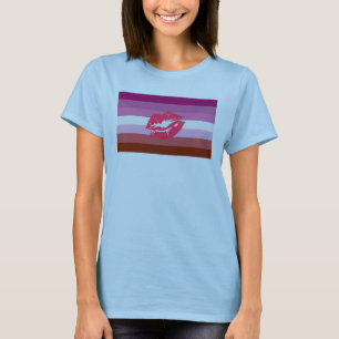 Camiseta Bandeira do Orgulho Lésbico de Batom