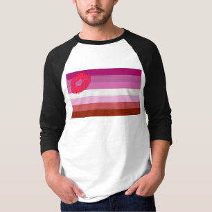 Camiseta Bandeira do orgulho lésbico de batom SlipperyJoe f