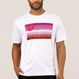 Camiseta Bandeira do orgulho lésbico de batom SlipperyJoe f