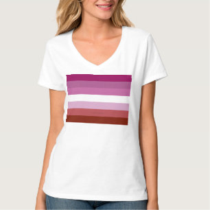 Camiseta bandeira do orgulho lésbico feminino da SlipperyJo