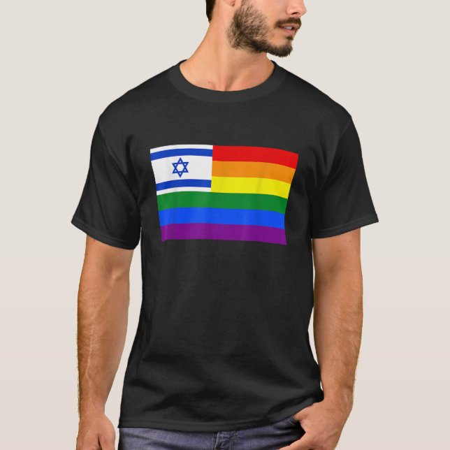 Camiseta Bandeira do Orgulho Lésbico LGBT - Gay de Israel (Frente)
