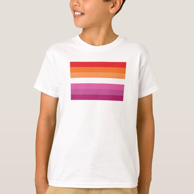 Camiseta Bandeira do Orgulho Lésbico (Pôr do Sol) (Frente)