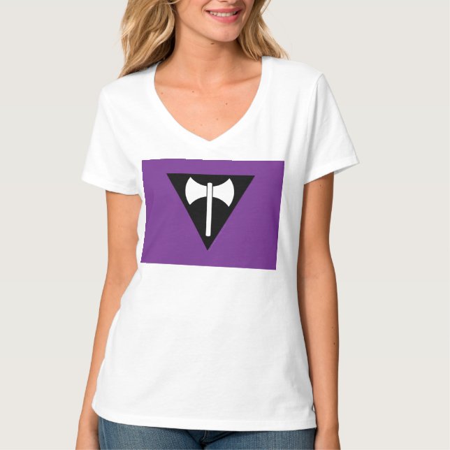 Camiseta bandeira do orgulho lésbico SlipperyJoe feminista  (Frente)
