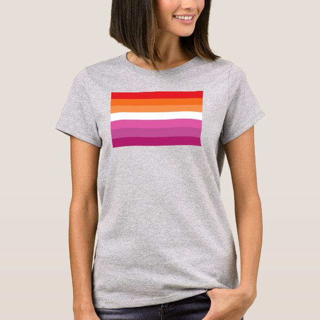 Camiseta Bandeira do Orgulho Lésbico (Sunset) (Frente)