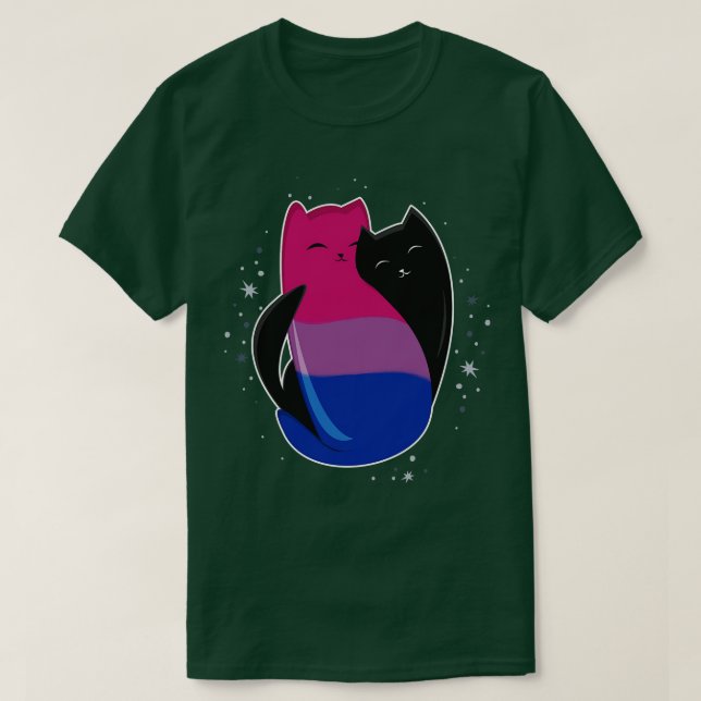 Camiseta Bandeira do Orgulho LGBT de Gato Bissexual (Frente do Design)
