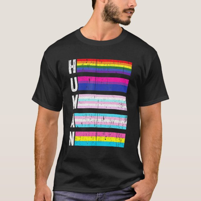 Camiseta Bandeira do Orgulho Lgbt-Q Humano Gay Bi Transsexu (Frente)