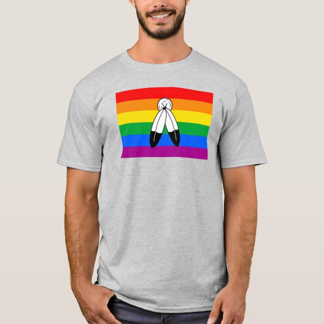 Camiseta Bandeira do Orgulho LGBTQ+ com Duas Espírito (Frente)