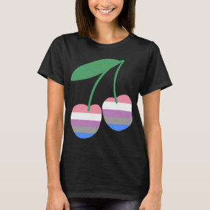 Camiseta Bandeira do Orgulho LGBTQ de Cereja de Genderfluid