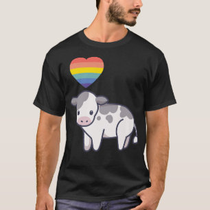 Camiseta Bandeira do Orgulho LGBTQ Vaca Gay Lesbica Kawaii 