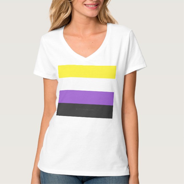 Camiseta Bandeira do Orgulho Não Binário da SlipperyJoe's a (Frente)