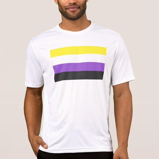 Camiseta Bandeira do Orgulho Não Binário da SlipperyJoe's a (Frente)