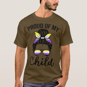 Camiseta Bandeira do Orgulho Não Binário Pai Mãe do Meu Fil