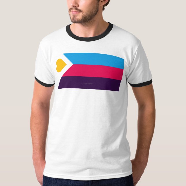 Camiseta Bandeira do Orgulho Polimário Tricolor do Slippery (Frente)