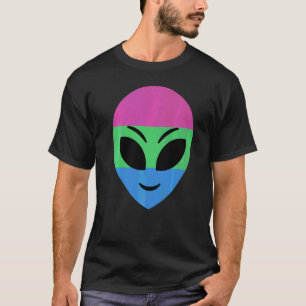 Camiseta Bandeira do Orgulho Polissexual do Alien Feliz