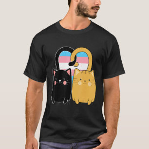 Camiseta Bandeira do Orgulho Transgênero Gatos Coração LGBT