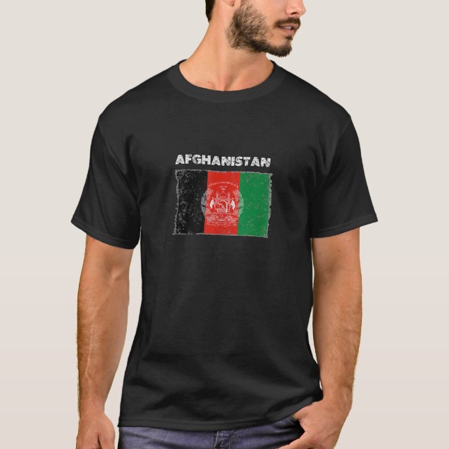 Camiseta Bandeira Do País Afeganistão Com Ruas Ingredientes (Frente)