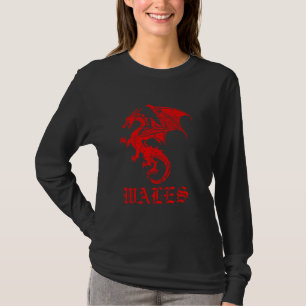 Camiseta Bandeira do País de Gales Orgão galês vermelho Paí