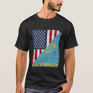 Camiseta Bandeira do País Half Usa Half Cazaquistão