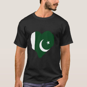 Camiseta Bandeira do Paquistão Coração Orgulho Paquistanês