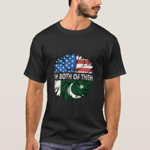 Camiseta Bandeira do Paquistão Estou Em Ambos EUA Girassol