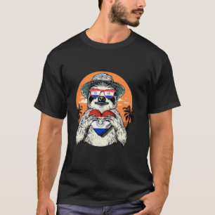 Camiseta Bandeira do Paraguai Preguiça Coração Verão Pôr do