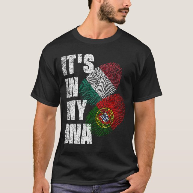 Camiseta Bandeira Do Patrimônio Do DNA Em Português E Itali (Frente)