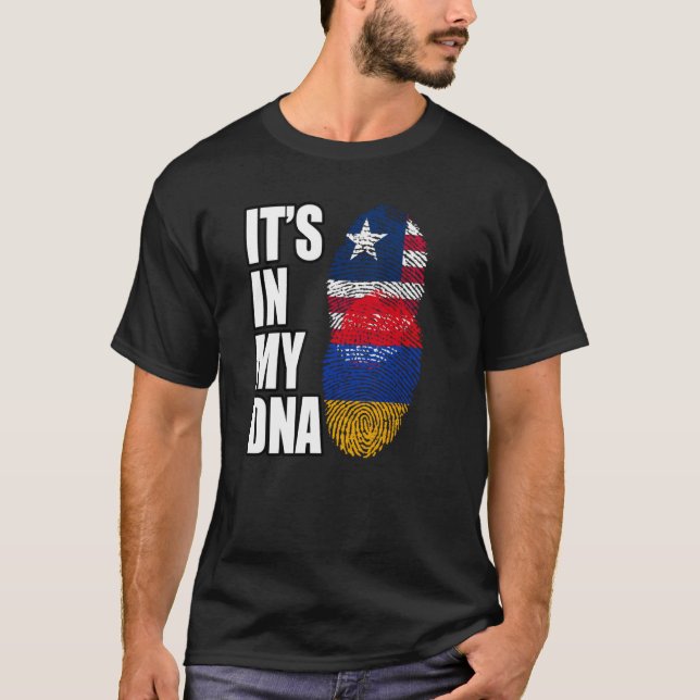 Camiseta Bandeira do Patrimônio do DNA Misturado da Libéria (Frente)