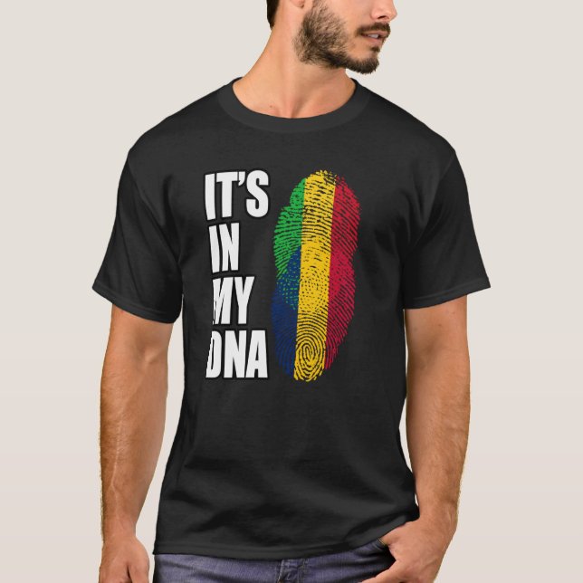 Camiseta Bandeira do Patrimônio do DNA Mix do Mali e do Cha (Frente)