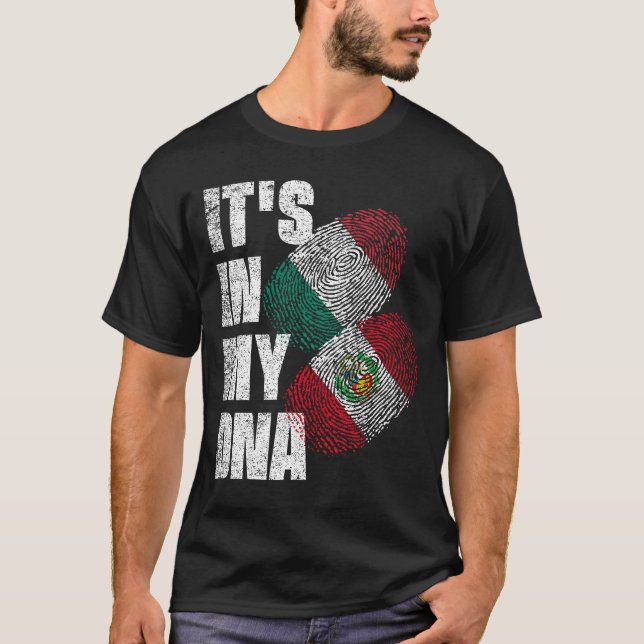 Camiseta Bandeira Do Patrimônio Do DNA Mix Peruano E Italia (Frente)