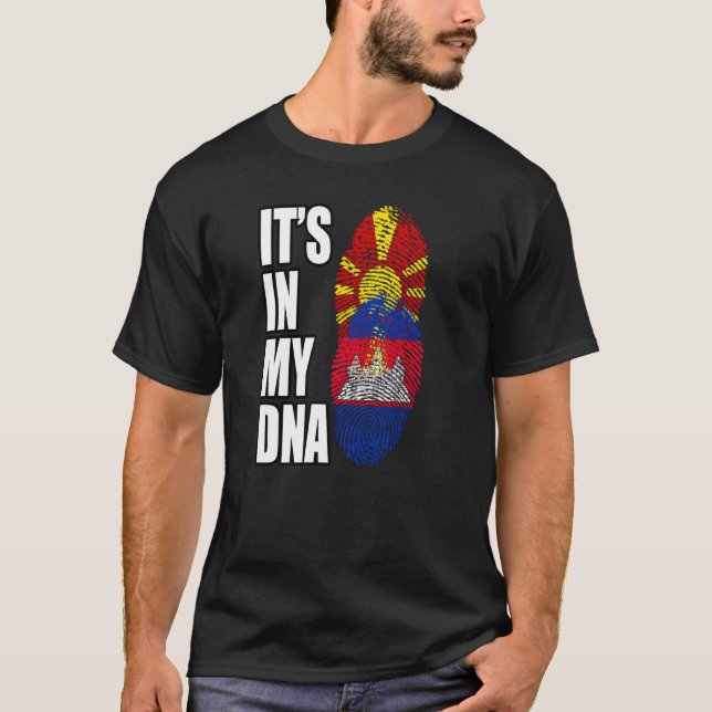 Camiseta Bandeira do Patrimônio Misturado de DNA Cambojano  (Frente)