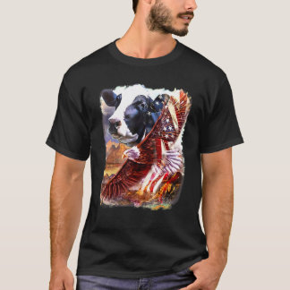 Camiseta Bandeira do Patriota Americano Vaca Vaca Amor Meu