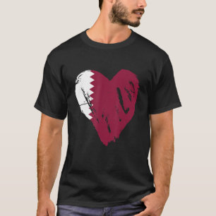 Camiseta Bandeira do Qatar Coração Amor Vintage Retro