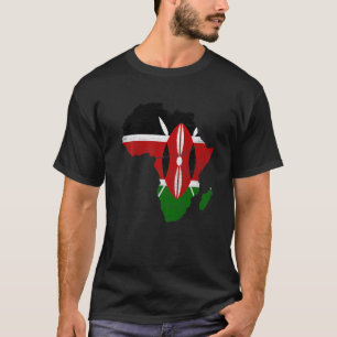 Camiseta Bandeira do Quênia Silhueta do Continente Africano