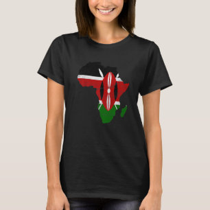 Camiseta Bandeira do Quênia Silhueta do Continente Africano
