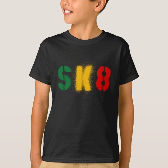 Camiseta bandeira do rasta do estencil sk8 (Frente)