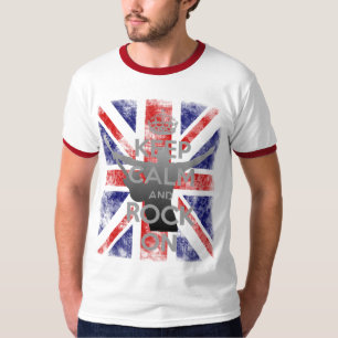 Camiseta Bandeira do Reino Unido Manter Calma e Fazer Rock