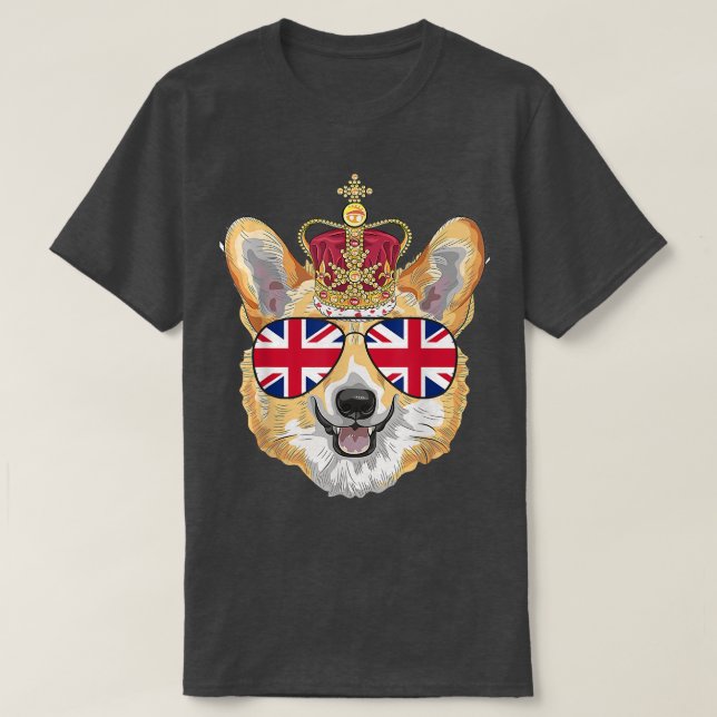 Camiseta Bandeira do Reino Unido Welsh Royal Corgi Reino Un (Frente do Design)