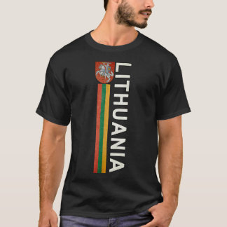 Camiseta Bandeira do Retro de Esportes da Lituânia e Emblem