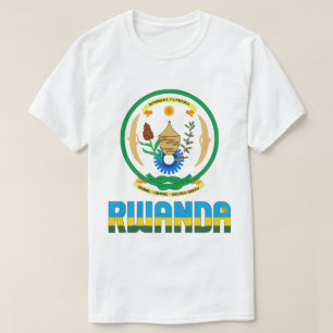Camiseta Bandeira do Ruanda e Casaco de Armas Patriótica