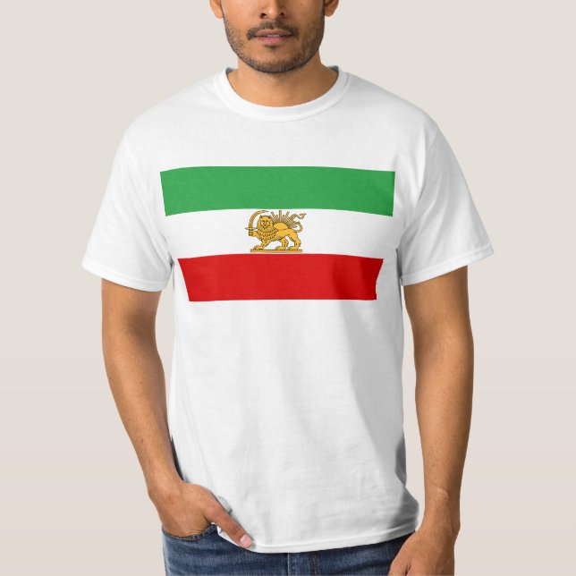 Camiseta Bandeira do Shah de 1964-1980) شیروخورشید de Irã ( (Frente)