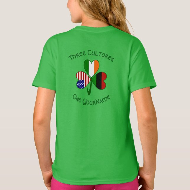Camiseta Bandeira do Shamrock Irlandês Africano-Americano P (Verso)