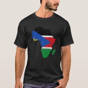 Camiseta Bandeira do Sudão do Sul Silhueta do Continente Af