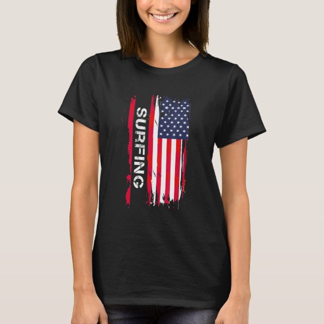 Camiseta Bandeira Do Surfe E Do Surf Dos Eua E (Frente)