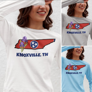 Camiseta Bandeira do Tennessee & Flor Íris Roxa Texto Perso