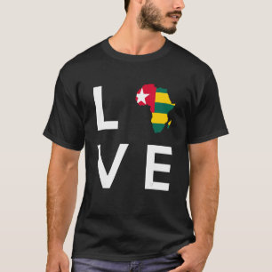 Camiseta Bandeira do Togo Amor África Silhueta do Continent