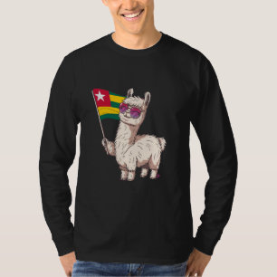 Camiseta Bandeira do Togo Lhama Fofo Raízes Togolesas Orgul