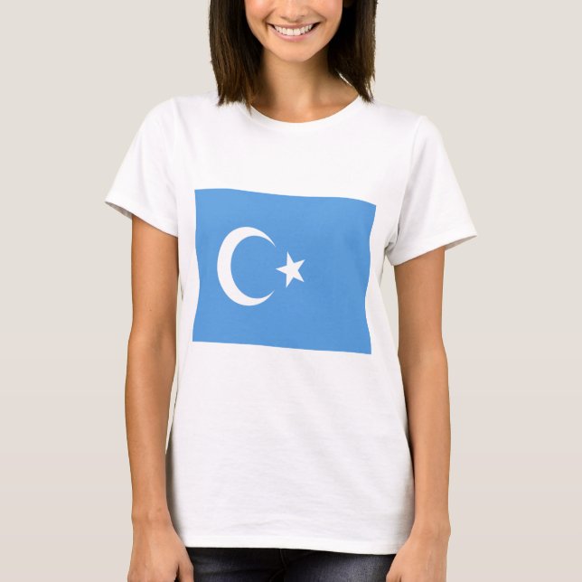 Camiseta Bandeira do Uigur do Turquestão Oriental (Frente)