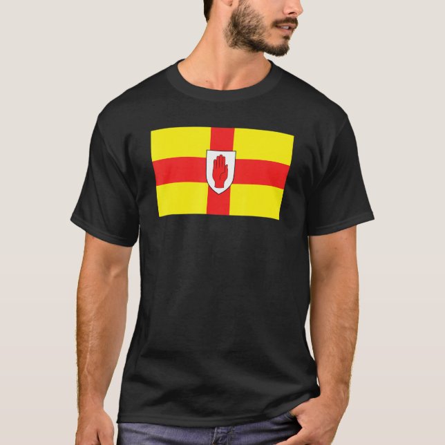 Camiseta Bandeira do Ulster - Bandeira da Mão Vermelha do U (Frente)
