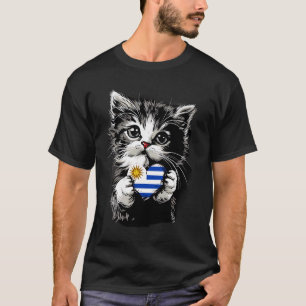 Camiseta Bandeira do Uruguai Raízes Uruguaia Gato Coração O
