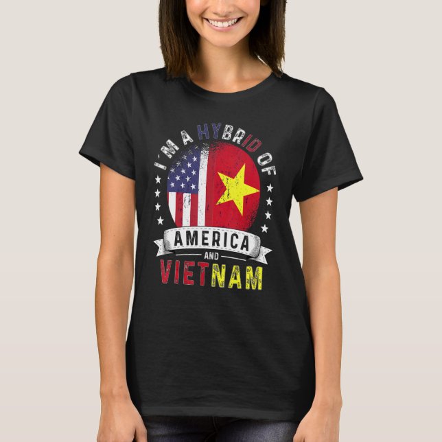 Camiseta Bandeira do Vietnã Patriota dos EUA Crescida Ameri (Frente)